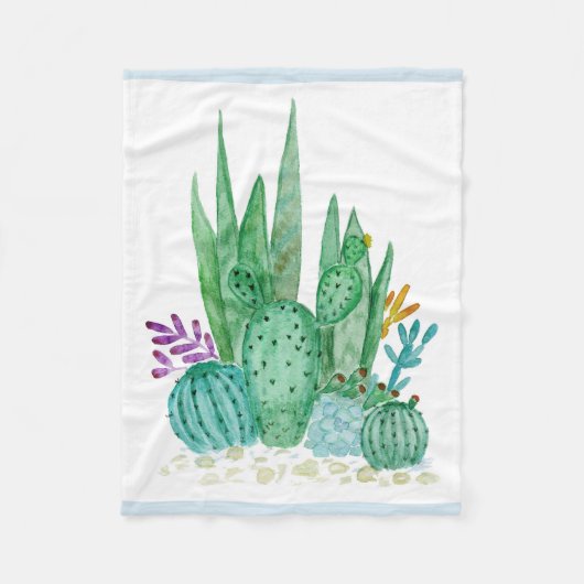 Cactus, aquarel fleece deken (Voorkant)
