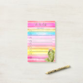 Cactus Aquarel Gestreepte Takenlijst Post-it® Notes (Op bureau)