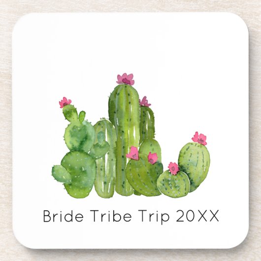 Cactus Aquarel Kunst Woestijn Zuidwesten Aangepast Bier Onderzetter (Voorkant)