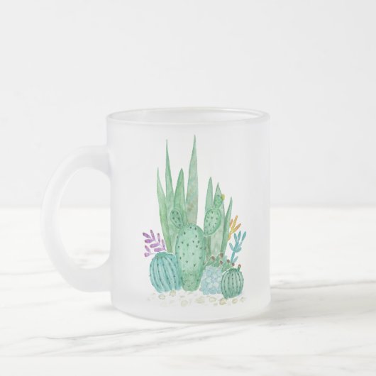 Cactus, aquarel matglas koffiemok (Links)