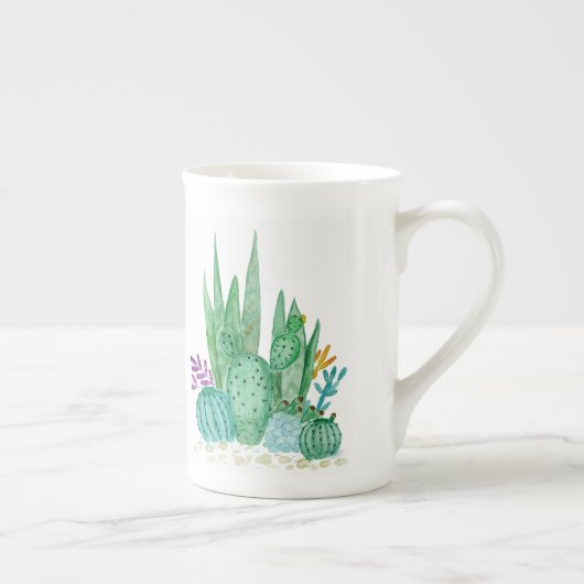 Cactus, aquarel porselein kop (Rechts)