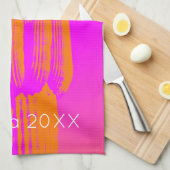 Cactus Art Arizona Jaar Heet Roze Sinaasappel Mode Theedoek (Quarter Fold)