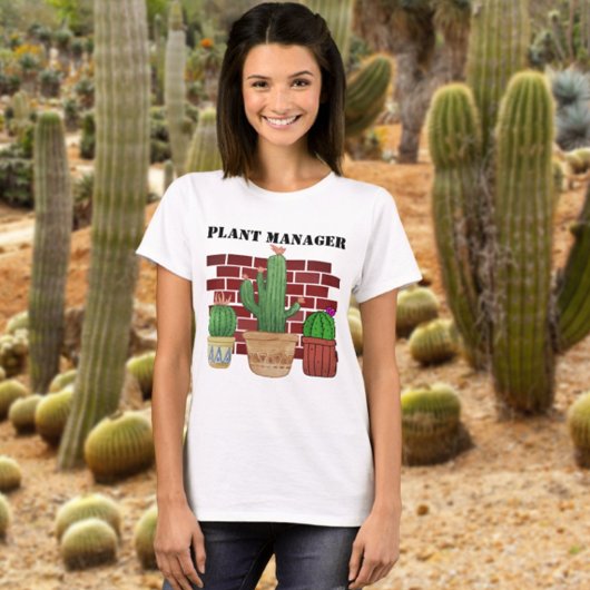 Cactus Art Funny Potted Plant Manager T-shirt