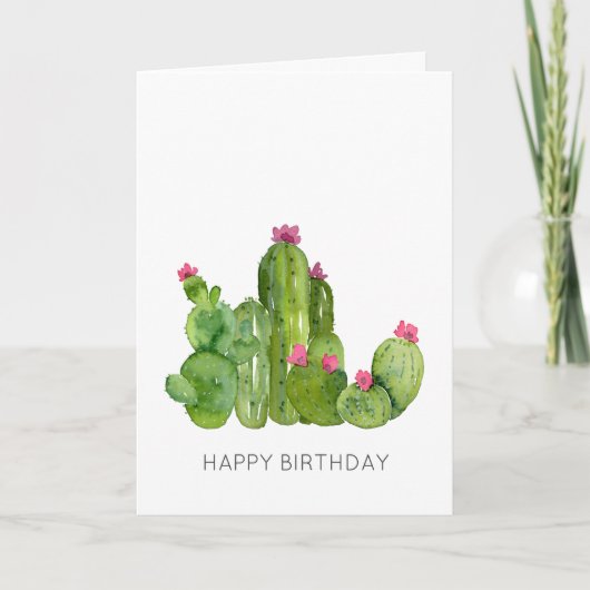 Cactus Art HAPPY BIRTHDAY TO YOU Woestijnbloemen Kaart (Voorkant)