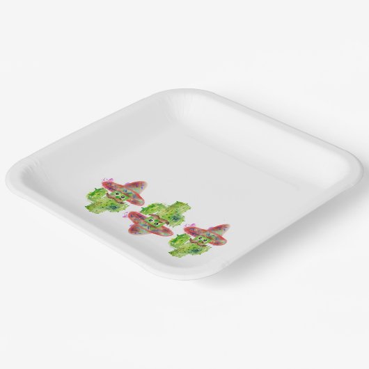 Cactus Art Mustache Pet Fiesta Spaans plezier Papieren Bordje (Gebogen)