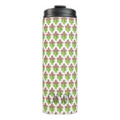 Cactus Art Mustache Pet Ogen NAAM Woestijnplezier Thermosbeker (Voorkant)