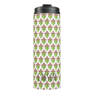 Cactus Art Mustache Pet Ogen NAAM Woestijnplezier Thermosbeker