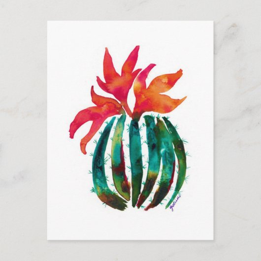 Cactus Art Oranje Briefkaart (Voorkant)