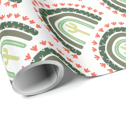 Cactus Artisan Regenboog Sinaasappel Groen Modern  Cadeaupapier (Rol Hoek)