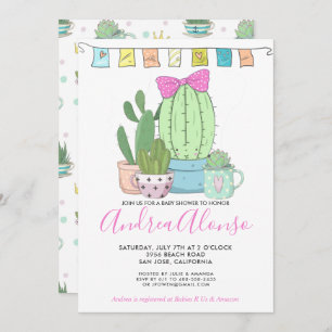 Cactus Baby Girl Uitnodiging tot Baby shower