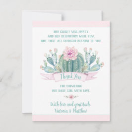 Cactus baby shower bedankkaartjes bedankkaart