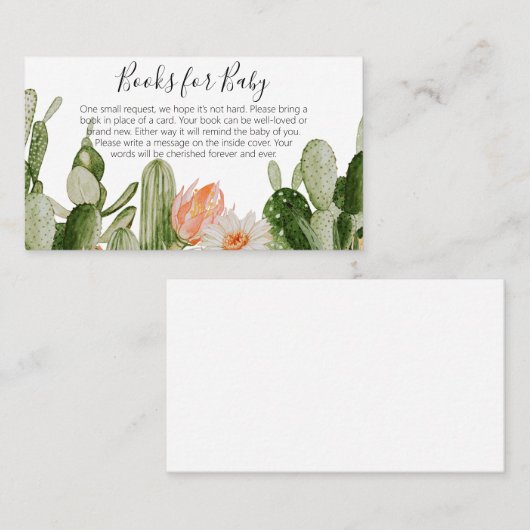 Cactus Baby shower Books for Baby Visitekaartje (Voorkant / Achterkant)