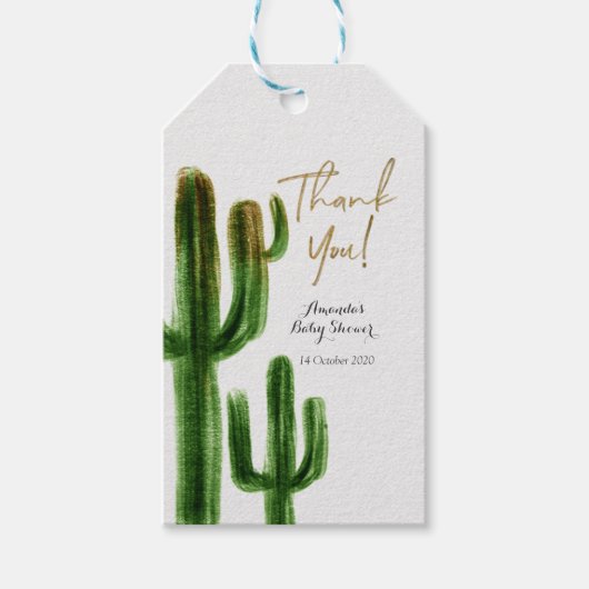 Cactus Baby shower Dank u Label Cadeaulabel (Voorkant)
