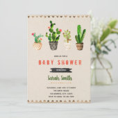 Cactus baby shower feest uitnodiging (Staand voorkant)