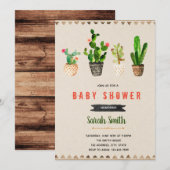 Cactus baby shower feest uitnodiging (Voorkant / Achterkant)