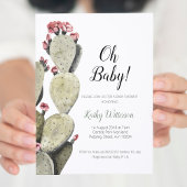 Cactus Baby shower Girl Invitation Kaart