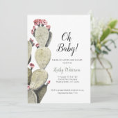 Cactus Baby shower Girl Invitation Kaart (Staand voorkant)