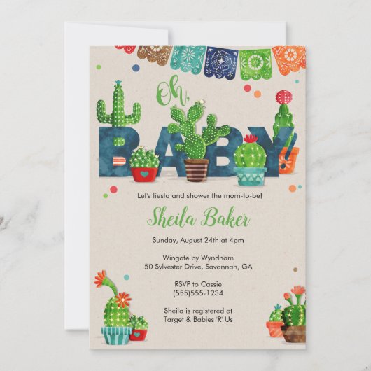 Cactus Baby shower Invitation | Cactus Thema Kaart (Voorkant)