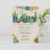 Cactus Baby shower Invitation | Cactus Thema Kaart (Staand voorkant)