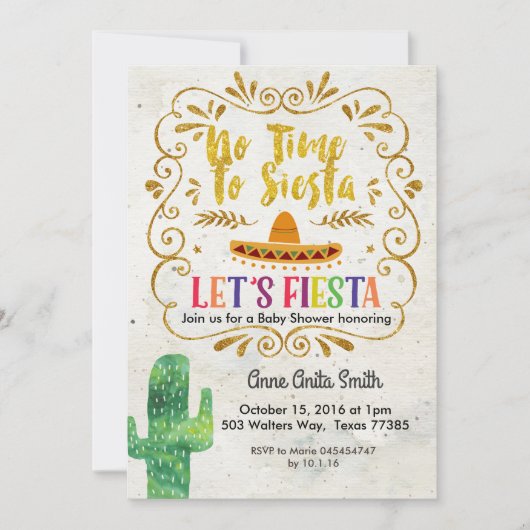 Cactus Baby shower Invitation Gold Kaart (Voorkant)