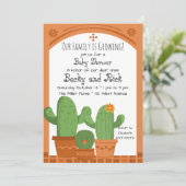 Cactus Baby shower Invitation Kaart (Staand voorkant)