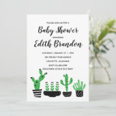 Cactus Baby shower Invitation Kaart (Staand voorkant)