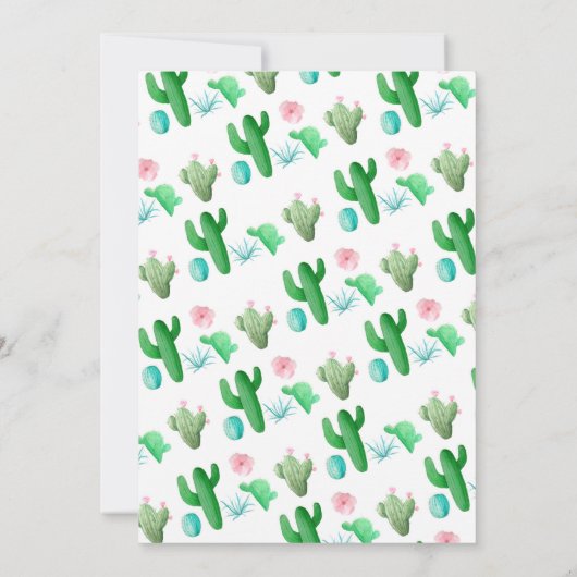 Cactus Baby shower Invitation Kaart (Achterkant)