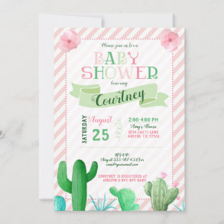 Cactus Baby shower Invitation Kaart