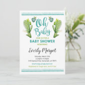 Cactus Baby shower Invitation Succulent Shower Kaart (Staand voorkant)