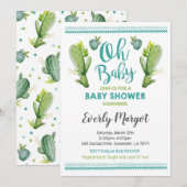 Cactus Baby shower Invitation Succulent Shower Kaart (Voorkant / Achterkant)