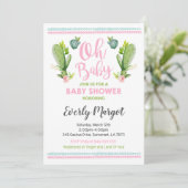 Cactus Baby shower Invitation Succulent Shower Kaart (Staand voorkant)