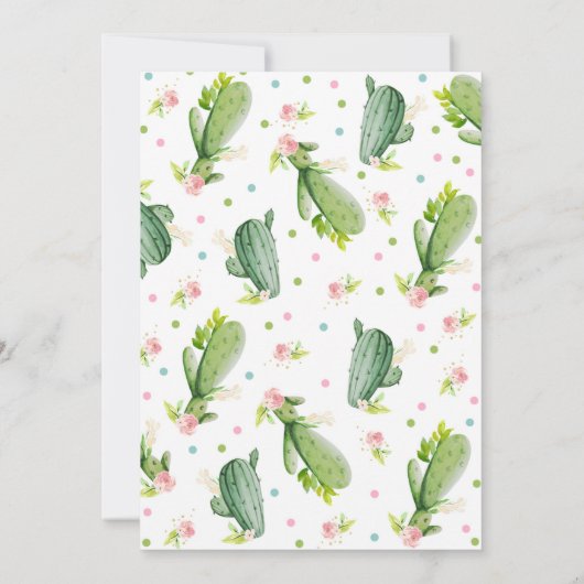 Cactus Baby shower Invitation Succulent Shower Kaart (Achterkant)