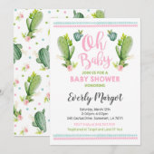 Cactus Baby shower Invitation Succulent Shower Kaart (Voorkant / Achterkant)