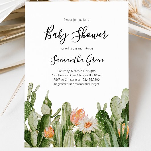 Cactus Baby Shower Kaart
