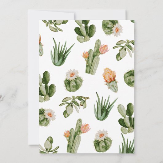 Cactus-Baby shower Kaart (Achterkant)