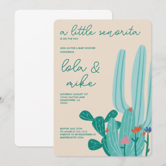 CACTUS-BABY SHOWER KAART (Voorkant / Achterkant)