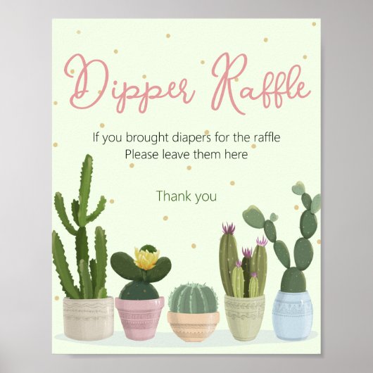 Cactus baby shower luier raffle poster (Voorkant)