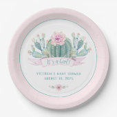 Cactus Baby shower Papier Borden Papieren Bordje (Voorkant)