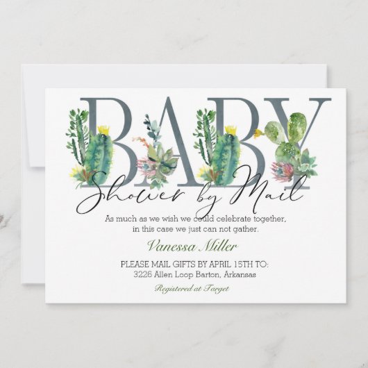 Cactus Baby shower per Mail Invitation Kaart (Voorkant)