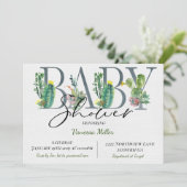 Cactus baby shower uitnodiging (Staand voorkant)