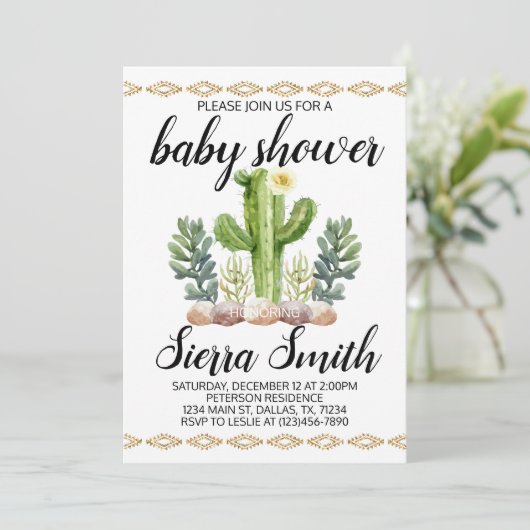 Cactus Baby shower Uitnodiging (Staand voorkant)