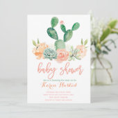 Cactus baby shower uitnodiging succulent (Staand voorkant)