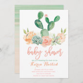Cactus baby shower uitnodiging succulent (Voorkant / Achterkant)