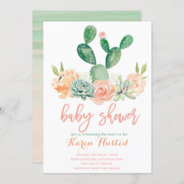 Cactus baby shower uitnodiging succulent