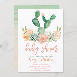 Cactus baby shower uitnodiging succulent
