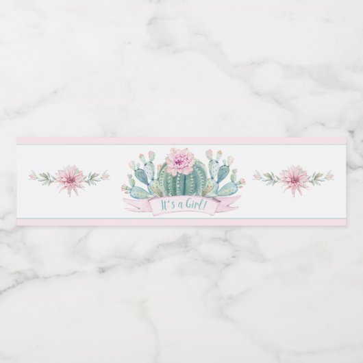 Cactus-Baby shower Waterfles Etiket (Enkel label)