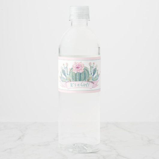 Cactus-Baby shower Waterfles Etiket (Voorkant)