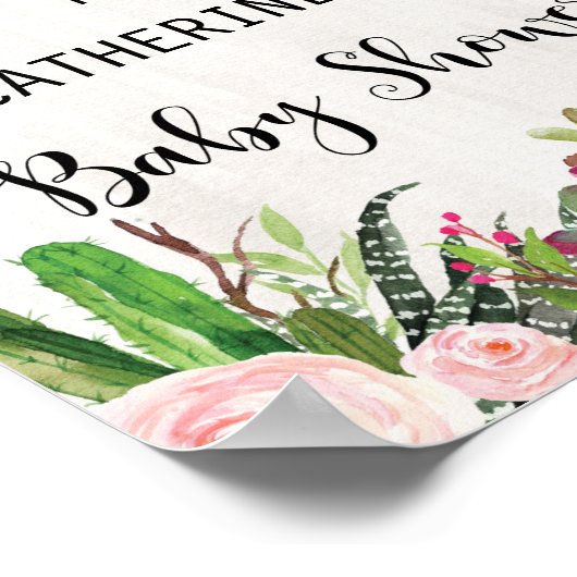 Cactus Baby shower Welcome Sign Succulent Poster (Hoek)