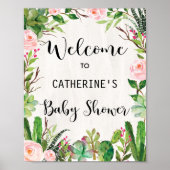 Cactus Baby shower Welcome Sign Succulent Poster (Voorkant)