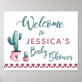 Cactus Baby shower welkomstteken Poster